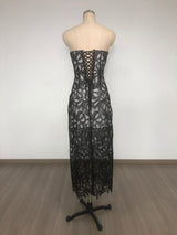 letitia Strapless Flower Embroidered Midi Dress