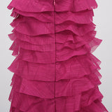 cathy Pleated layer strapless maxi dress in rose red