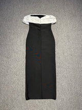 teresa beading rhinestone strapless midi dress in black