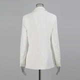mirabelle Long Sleeve Pearl Blazer in white