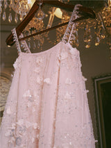 Zola Pink Flower Embroidered Loose doll Party Dress