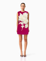 mandy 3d flower embellished Mini Dress in Black