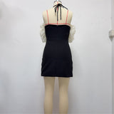 rosemary Ruffle backless Mini Dress in black