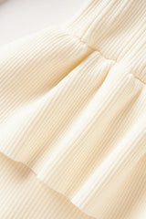 caroline Asymmetric Knit Midi Dress in beige