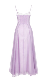 simona chiffon Chest wrap maxi dress in purple