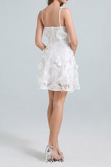 georgia 3d Floral Lace mini Dress in white