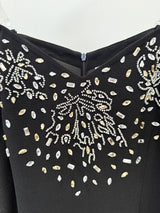 crystal embellished off-shoulder gown in black