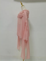 Pink Off Shoulder Mini Dress & Shorts Set