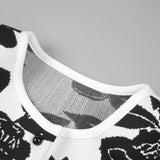 knit floral jacquard midi pencil cardigan skirt set