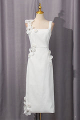 sabrina 3d flower Midi Dress in white