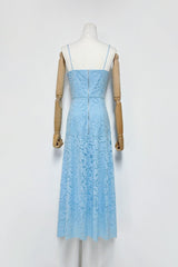 samantha Hollow Out Sleeveless maxi Dress in blue