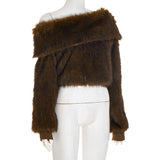 stacey One Shoulder Furry Top