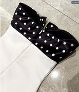 michaelia white Contour Sleeveless Polka Dot Contrast bow Bandage Mini Dress