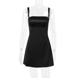 BLACK SATIN MINI DRESS