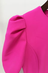 sequin flower Embellished puff sleeve Midi Dress in Pink