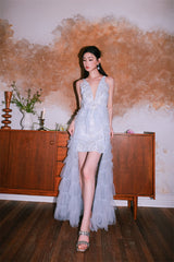 Vivi Light Blue Sleeveless Chiffon Banquet Dress
