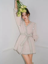 Joy V-Neck Long Sleeve Diamond Stud Coat