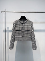 virginia Houndstooth Crystal Trim Jacket - Black/White