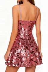 virginia Strappy Sequin Embellished Mini Dress in pink