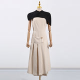 gustave Khaki Cape sleeveless irregular midi dress