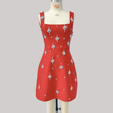 adora Sleeveless Diamond Bow Bandage Mini Dress in red