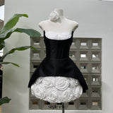 Rose Flower Ruffled Floral mini dress in Red