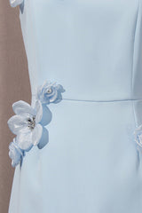 sabrina 3d flower Midi Dress in Blue