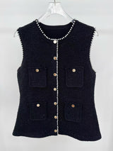 Jody Black Tweed Vest with Pearls embellished