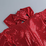 FLOWER EMBELLISHED CUTOUT SEQUIN MAXI DRESS IN RED