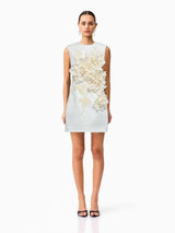 mandy 3d flower embellished Mini Dress in Black