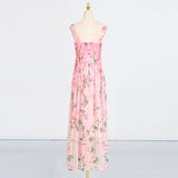 xaviera pleated silk chiffon gown in pink