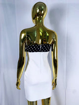 michaelia white Contour Sleeveless Polka Dot Contrast bow Bandage Mini Dress