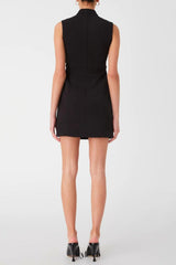 stand collar cutout mini dress in black