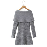 gwendolyn Off Shoulder Knit Mini Dress - Grey