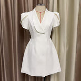 aaliyah v-neck a-line mini dress in white