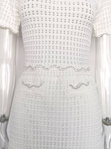 angela ruffle trim Pearl beaded knit sweater