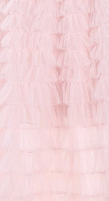 Pink Princess layer ruffle midi floral Embroidery strapless Dress