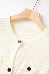 caroline Asymmetric Knit Midi Dress in beige