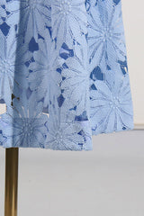 Lace Embroidered Top & Maxi Skirt Two-Piece Set in blue