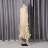 quintina Off Shoulder Pleated Maxi Dress in apricot