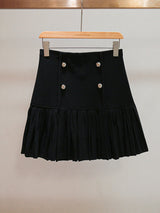 marcia black Double Breasted Ruffle Mini Skirt