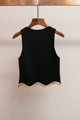 black Cropped Jumper with Chain Detail