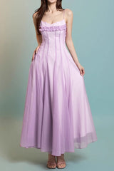 simona chiffon Chest wrap maxi dress in purple