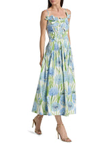 jolie multicolor floral bow Embroidered Poplin midi Dress