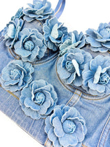 Denim Top With Roses