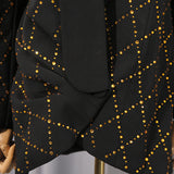 adelaide black Folded Collar Rhinestone Blazer