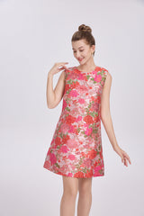 hilary multicolor floral embroidery sleeveless mini dress
