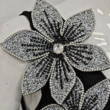 rita black 3D Floral Rhinestone Bodycon Slit Maxi Bandage Dress