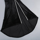 victoria Bow Cascade Velvet Maxi Dress in black