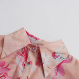 orange jenny floral printed shirt shorts set